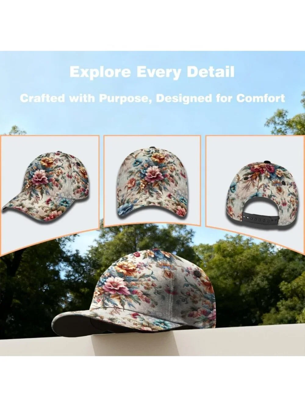 Trendy Full-Print Baseball Cap for Men & Women | Unique Gift Idea Fashion Hat